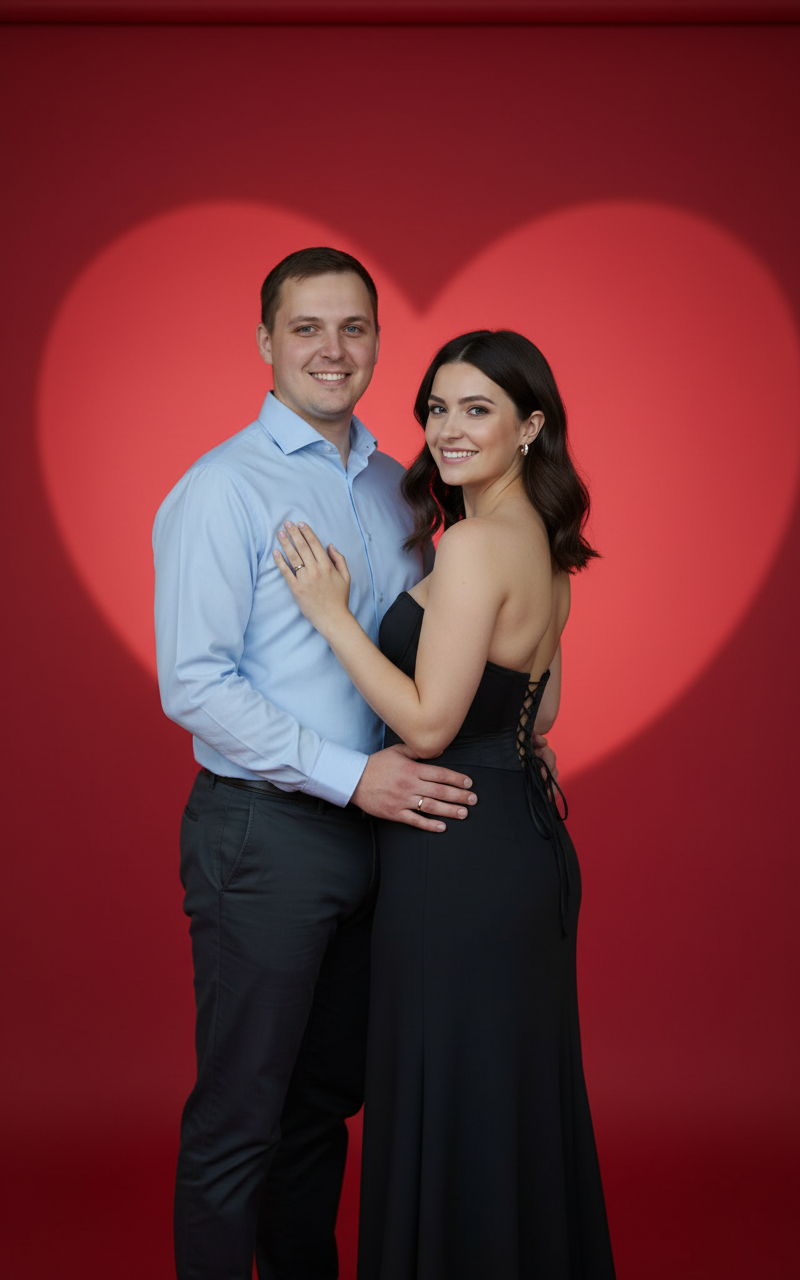 Фото после обработки нейросетью - стиль с студийное ко Дню Валентина